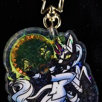 Furry Shaker Keychain - Kenneth The Alicorn / Russian Blue Cat - Thumbnail 2