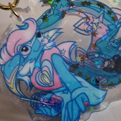 Furry shaker keychain - clark the tiger shark / borzoi dog