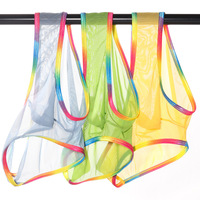 Wholesale multi-color 6PK Men's sexy underwear mesh gauze sheer quick-dry briefs underpants 4039SJ - Thumbnail 2