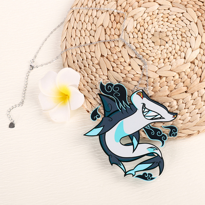 Animal necklace - dark cloud - hammerhead shark