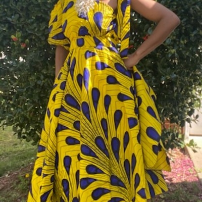 One sleeve dress w/ belt & headwrap