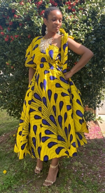 One Sleeve Dress w/ belt & headwrap