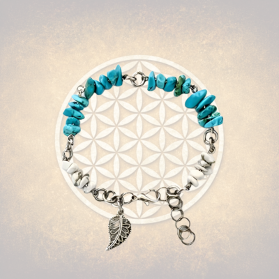 Handcrafted turquoise & white stone adjustable bracelet