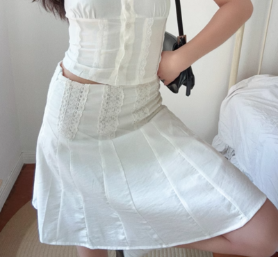 Lace High Waistband Lined Short Skirt