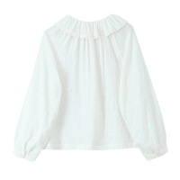 Retro palace style embroidered jacquard ruffle collar lace raglan sleeve shirt - Thumbnail 4