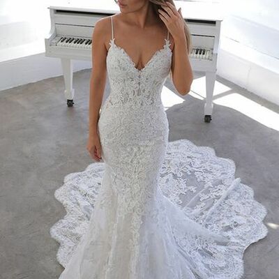 Elegant mermaid lace wedding dress bridal gowns