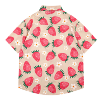 Strawberry Flower Full Print Blouse Shirt - Thumbnail 1