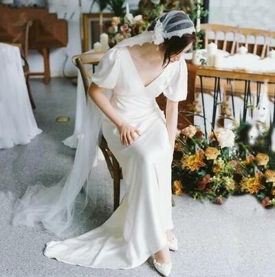 Simple Sheath Beach Boho Wedding Dress Bridal Gowns