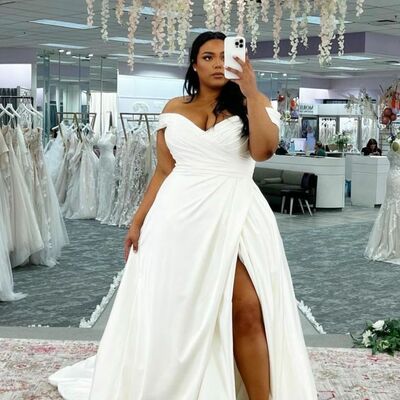 Elegant plus size side slit african girls wedding dress bridal gowns wedding gowns