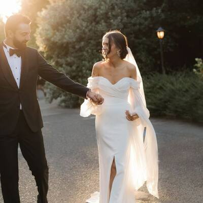 Simple sheath off the shoulder wedding dress bridal gown wedding gown