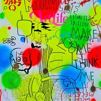 Triptych Painting by Judas Arrieta "BUBBLEGUM TOYS"   - Thumbnail 2