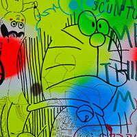 Triptych Painting by Judas Arrieta "BUBBLEGUM TOYS"   - Thumbnail 5