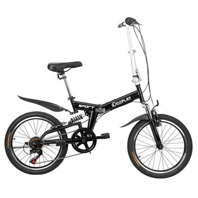 Ideaplay p11 folding bike 6-speed 20" | lightweight high carbon steel frame, adjustable seat & handlebar, v-brakes