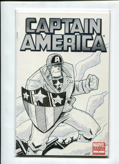 Capt America Comic Book Sketch Cover