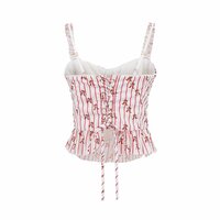 Casual striped print back tie fitted top - Thumbnail 3