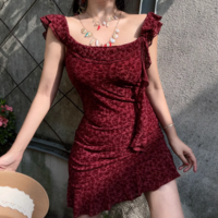 Sleeveless dress with ruffled draped ribbon - Thumbnail 2