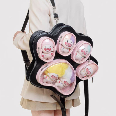 Kawaii cute cat paw transparent backpack