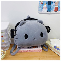 Cute Cat Face Plush Backpack - Thumbnail 4