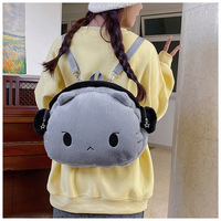 Cute Cat Face Plush Backpack - Thumbnail 1