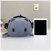 Cute Cat Face Plush Backpack - Thumbnail 5