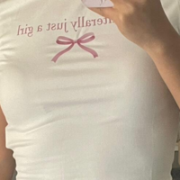 I'm literally just a girl Bowtie Crop Top - Thumbnail 1