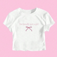 I'm literally just a girl Bowtie Crop Top - Thumbnail 2