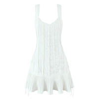 Ballet style stitching strappy lace edge petite pure waist dress - Thumbnail 1