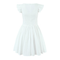 Sweet white Flying Sleeves Herringbone Embroidery Mini Dress - Thumbnail 5