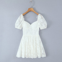 Square Neck Bow Lace Waist Dress - Thumbnail 4