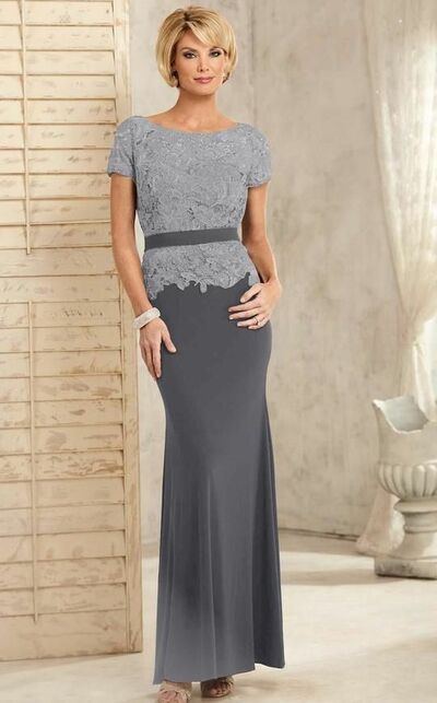 Elegant Sheath Grey Lace Mother of the Bride/Groom Dress Evening Formal Dress