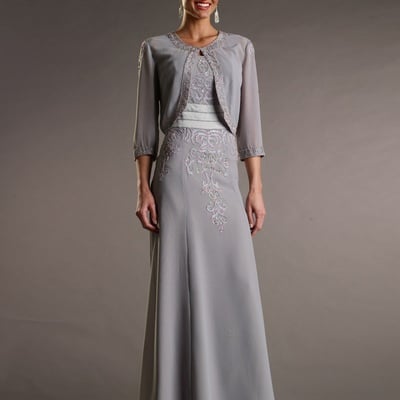 Elegant sheath grey lace with jacket mother of the bride/groom dress evening formal dress