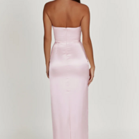 Sheath Sweetheart Satin Pink Long Prom Dresses - Thumbnail 1