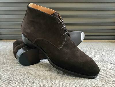 Handmade Men Brown Suede Leather Chukka Lace up Dress Boot