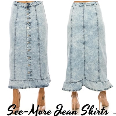Ebony button sand wash denim skirt