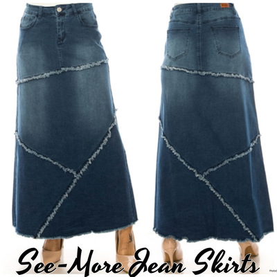 TIMBER FRAYED INDIGO WASH LONG DENIM SKIRT
