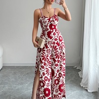 Elegant Twist Print Slip Dress - Thumbnail 1