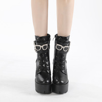 Cool Sunglasses Decor Heeled Boots - Thumbnail 3
