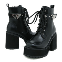Metal Butterfly Studded Heeled Boots - Thumbnail 5