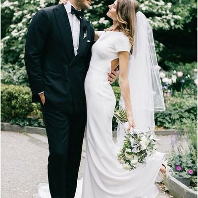 Simple sheath short sleeve beach boho wedding dress bridal gown wedding gown