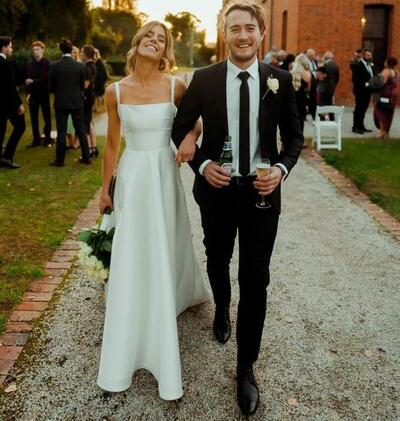 Simple A Line Scoop Wedding Dress Bridal Gown Wedding Gown