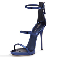 New style shiny leather open back high heel women's sandals - Thumbnail 7