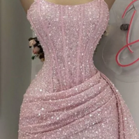 Strapless Pink Sequins Mini Homecoming Dresses - Thumbnail 1