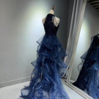 Sexy Navy Blue Sequins Long Prom Dresses For Women - Thumbnail 2