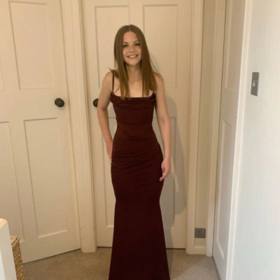 Simple straps a line burgundy long prom evening dresses