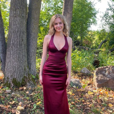 Simple burgundy v neck long stain party dresses