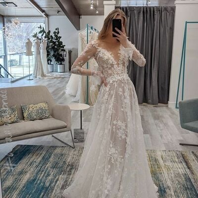  a-line sexy appliques wedding gown, tulle bridal gown wedding dress
