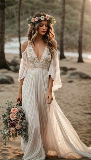 Sexy A-line Appliques Wedding Gown, Deep V-neck Bridal Gown Wedding Dress