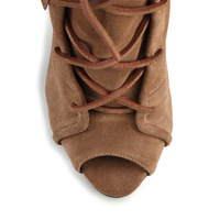 Handmade Fish mouth sandals stiletto tassel boots suede strappy ankle boots  - Thumbnail 3