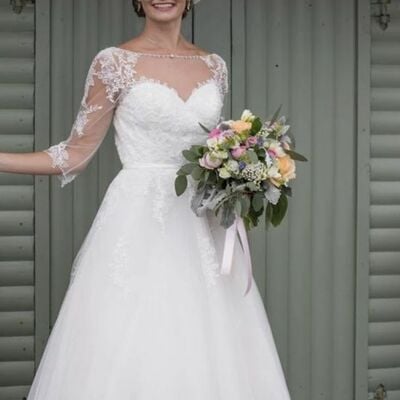 Simple a line tea-length lace beach boho wedding dress bridal gown wedding gown