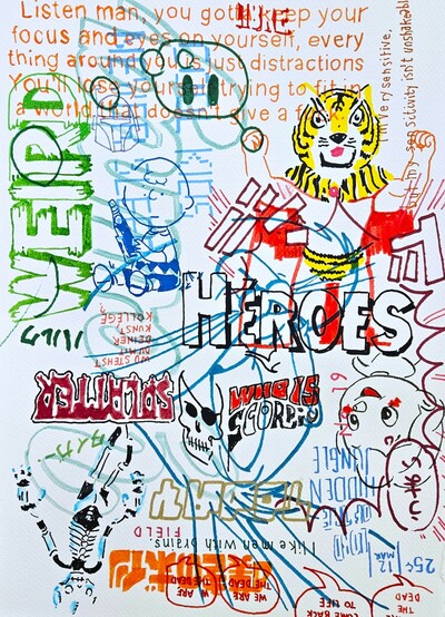 Drawing by Judas Arrieta "Weird Heroes"